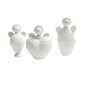 Set (3) Roman Inc ANGEL BOTTLES White Porcelain Figural Containers & Lids 6PC